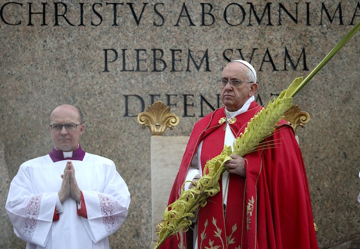 Pope Francis leads the Palm Sunday mass at Saint Peter's Square at the Vatican